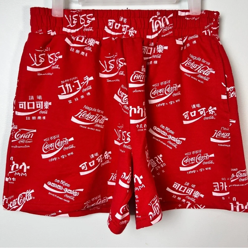 Coca-Cola International Logo Shorts | Red & White | Graphic Shorts | Size Small